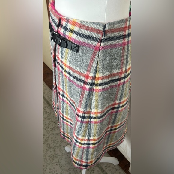 Boden Faye Tweed Kilt Skirt 100% wool plaid pattern side buckle EUC Sz 12 preppy - Picture 3 of 10